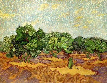 Oliveraie Ciel bleu pâle Vincent van Gogh paysage Peinture à l'huile